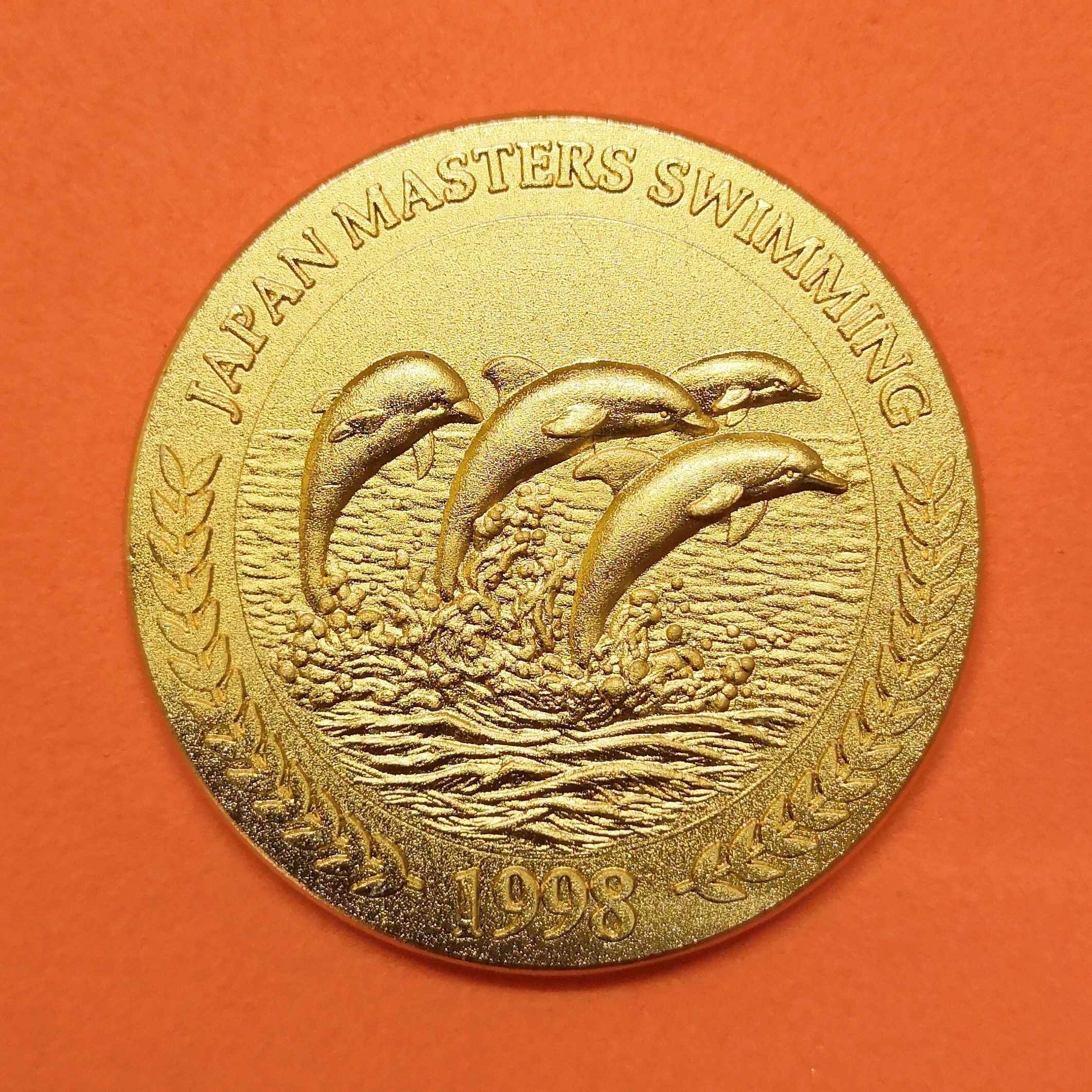 เหรียญที่ระลึก การแข่งขันกีฬาว่ายน้ำ Japan Masters Swimming 1998 เหรียญชุบทอง ขนาด 3.8 เซน