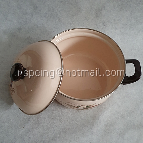 ชุดหม้ออีนาเมล 2 ใบ ลายนกเป็ดน้ำ Karugamo Land สีชมพูพาสเทล