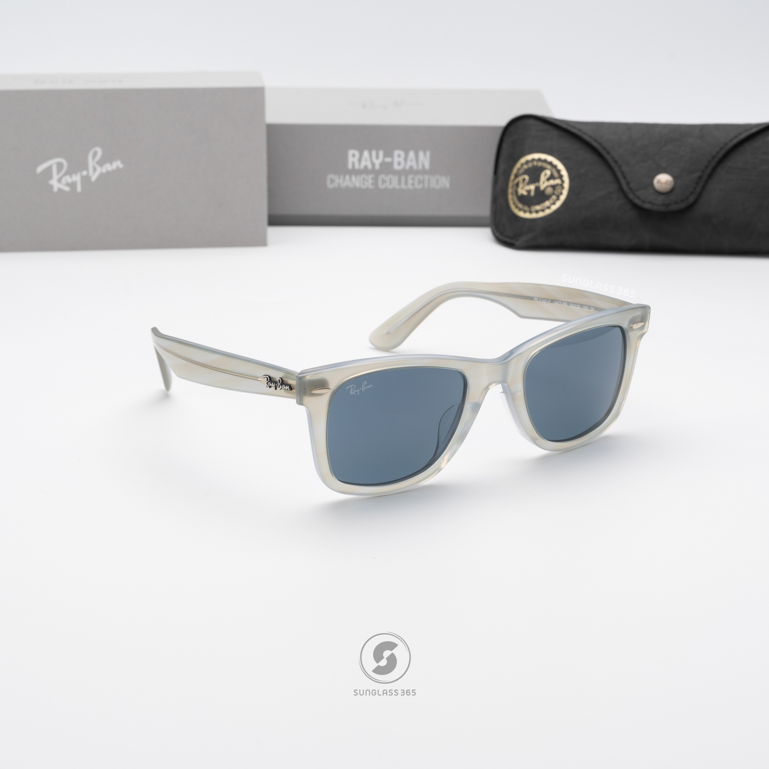 Ray Ban Wayfarer Change Collection RB2140F 1407R5 Photo Striped Light Blue