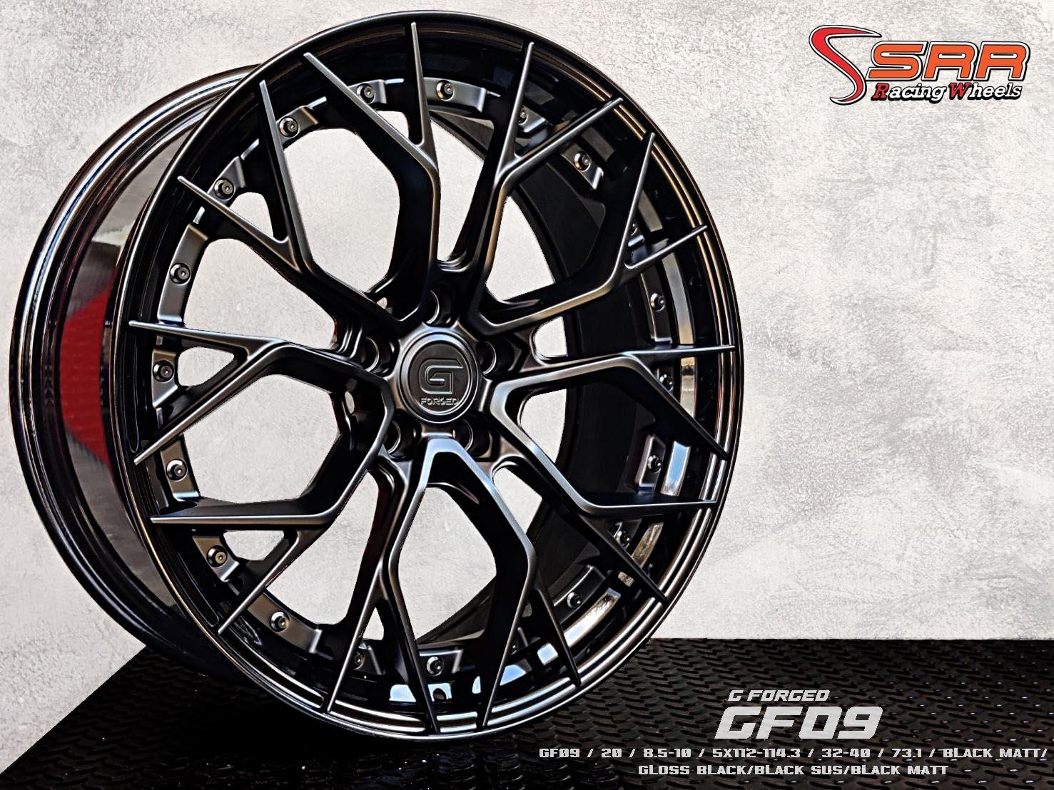 G-FORGED : GF09 20X8.5-10 5X112-114.3 32/40 ดำด้านขอบดำ