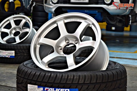 ล้อซิ่ง สายคลีน TE37SUV หยอดแดง สีซิลเวอร์