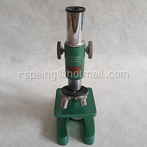 กล้องจุลทรรศน์เก่า 60X-450X BIDHAYA-BHAND พร้อมกล่องไม้ และกล่องแผ่นกระจกตัวอย่างวัตถุ (Microscope Slides)