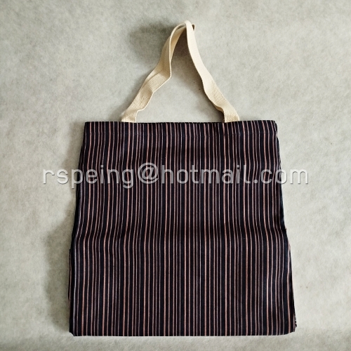 กระเป๋าผ้าลายทางดำ-น้ำตาล สไตล์มินิมอล