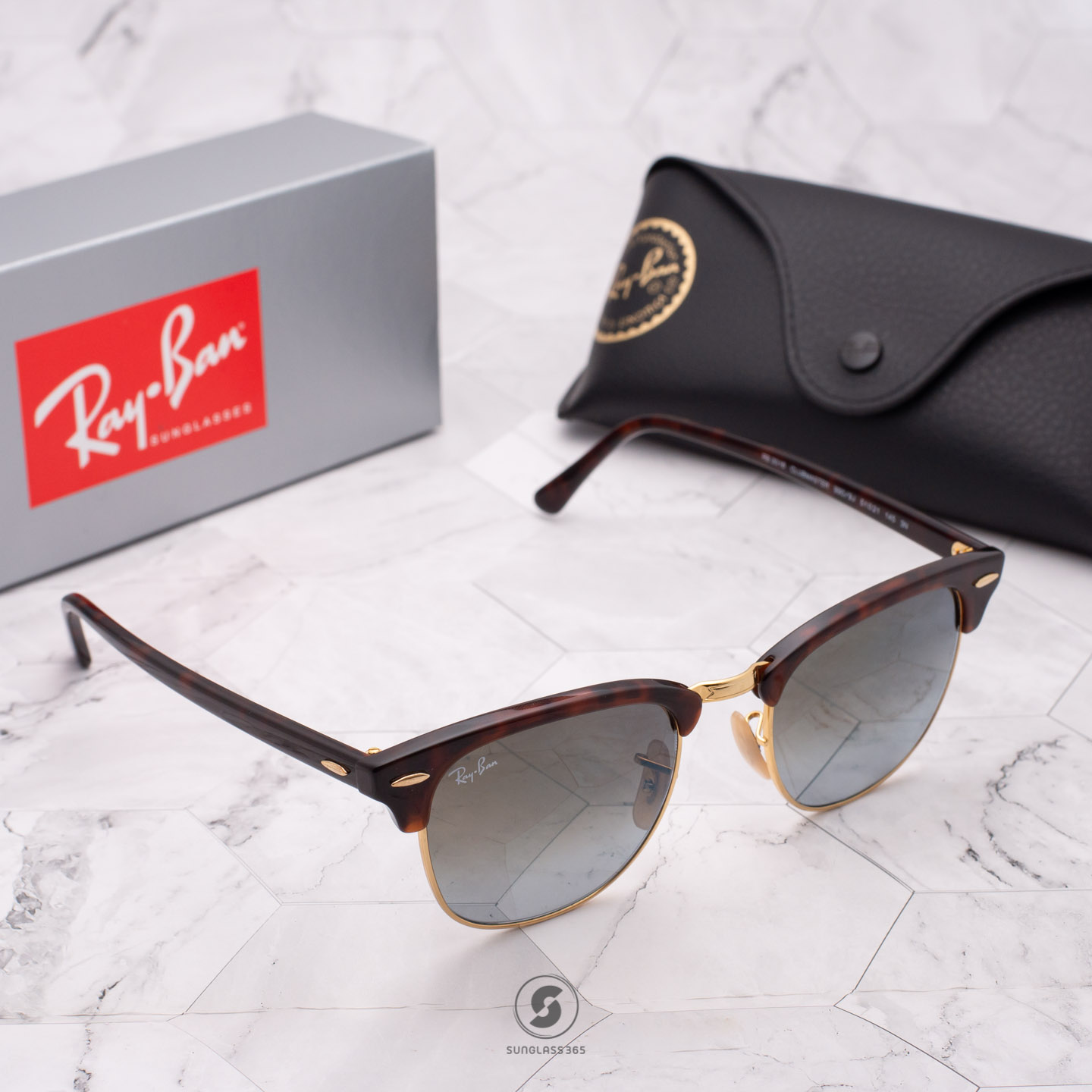 RayBan RB3016 990/9J Clubmaster Shiny Red/Havana