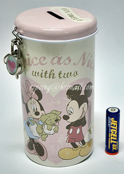 กระปุกออมสินมีกุญแจล็อก ลาย Mickey & Minnie
