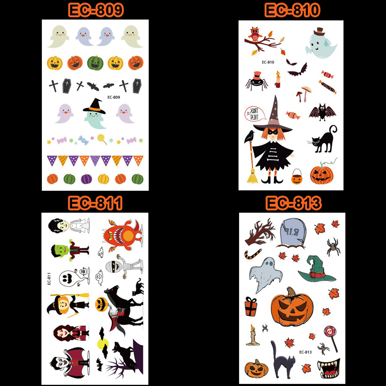 Tattoo Halloween สติ๊กทู สติ๊กเกอร์แต่งหน้าลายฮาโลวีน #C