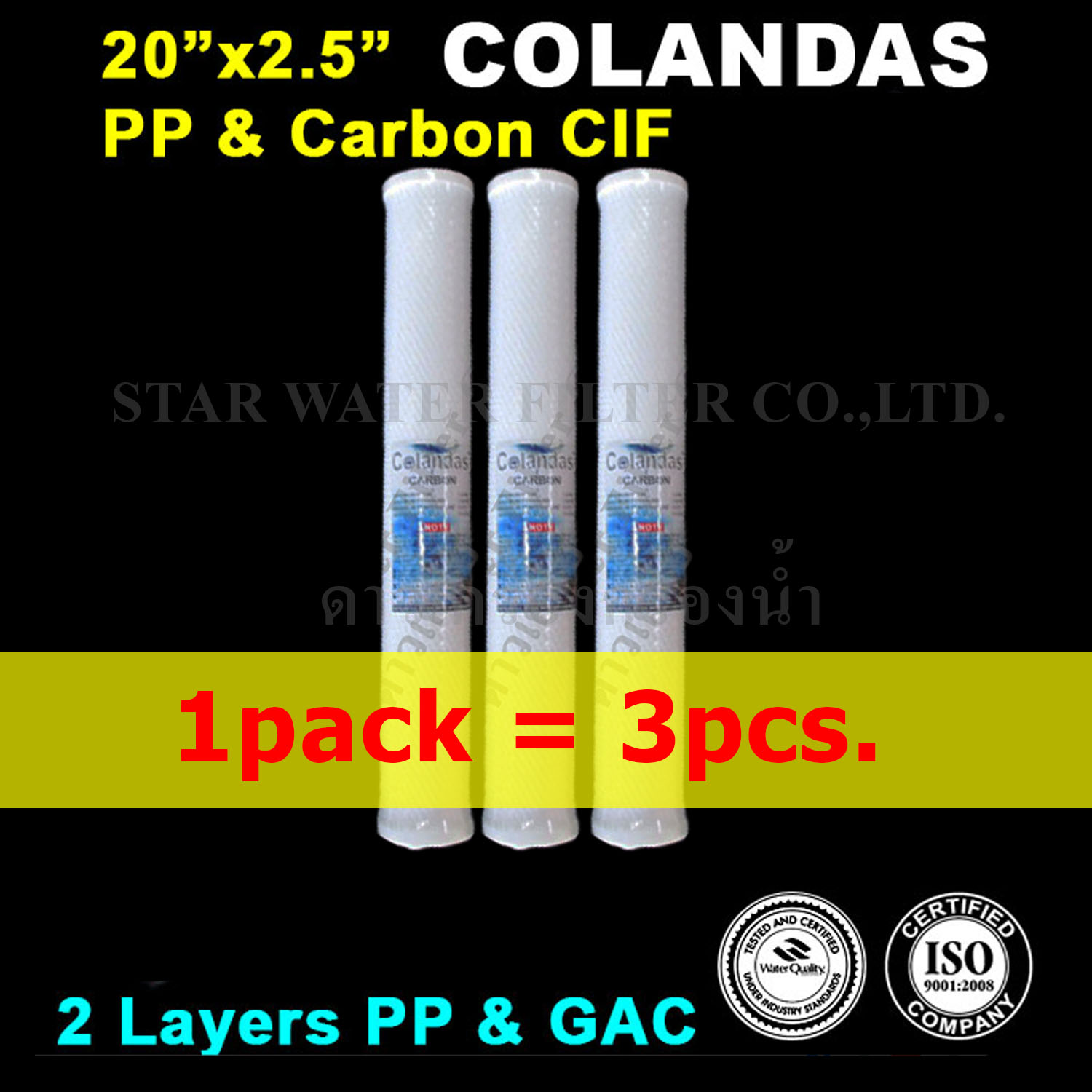 ไส้กรอง 2 ชั้น CIF 20" x 2.5" Colandas 3pcs.