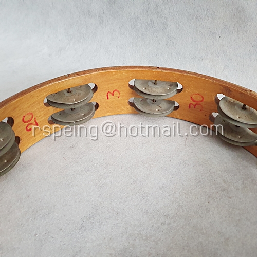 แทมบูรินไม้เก่า ฉิ่งคู่อย่างดี เคลือบกันน้ำ Tambourine