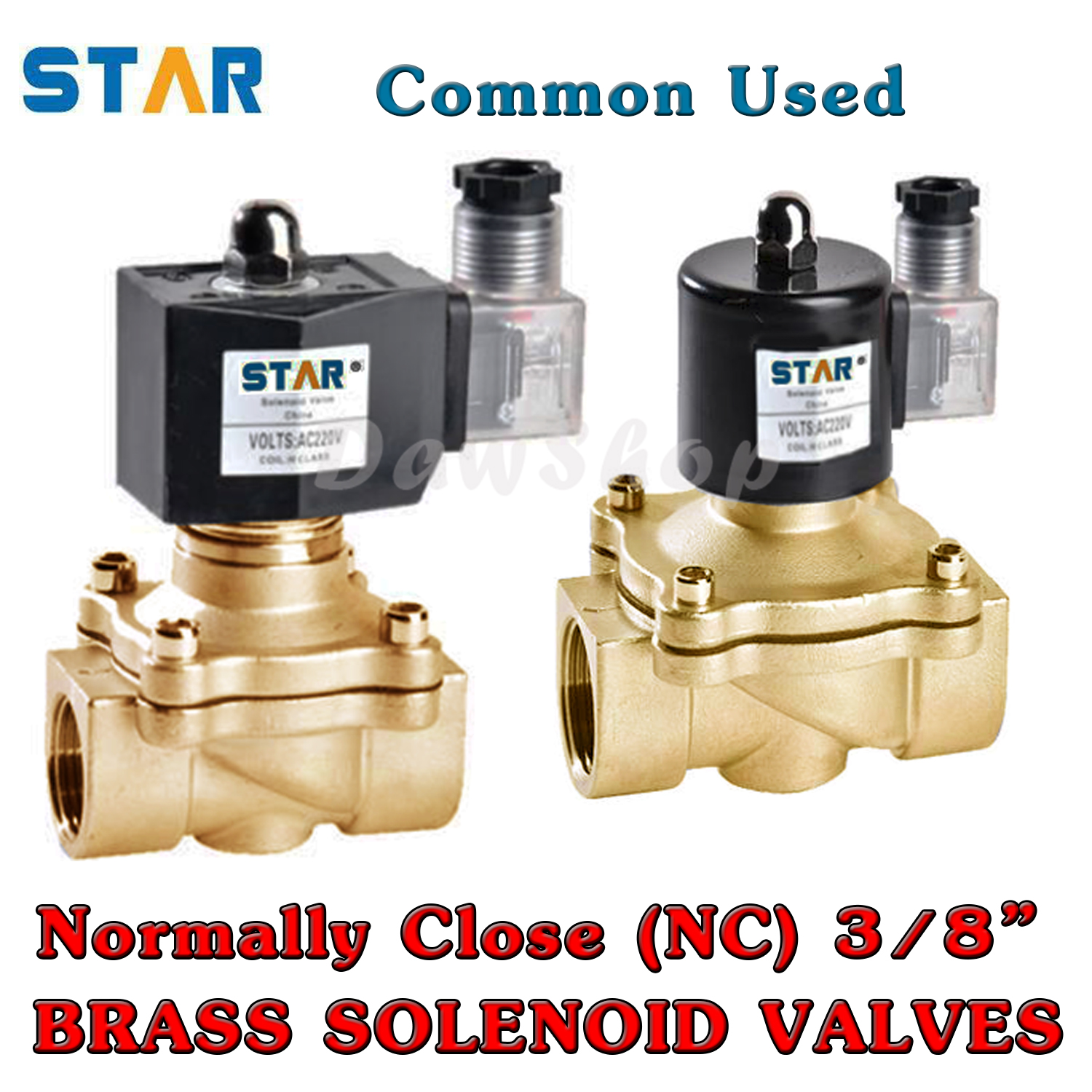 โซลินอยด์วาล์วทองเหลือง NC Solenoid Valve 3/8"