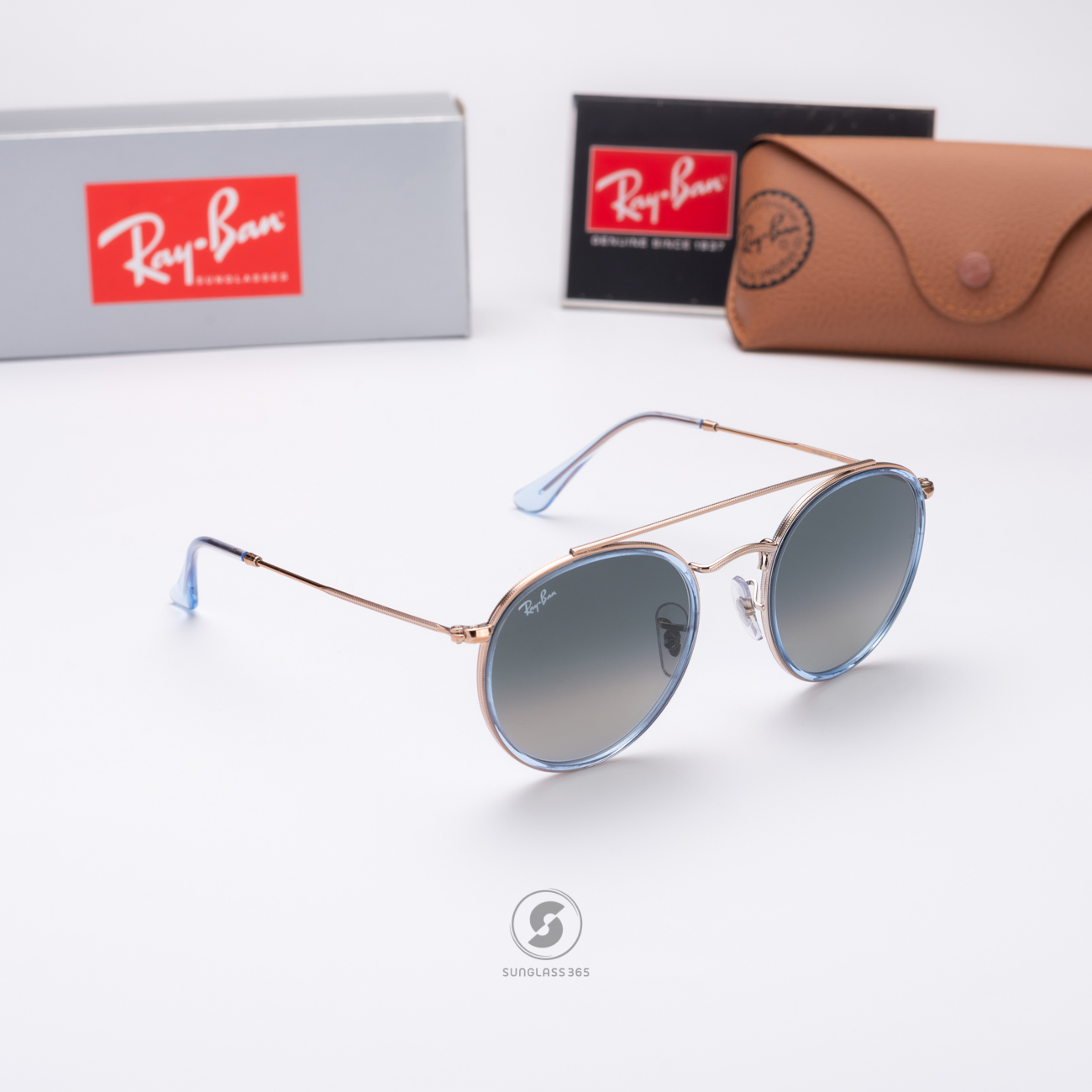 Ray-Ban RB3647N 906771 Round Double Bridge Blue Copper