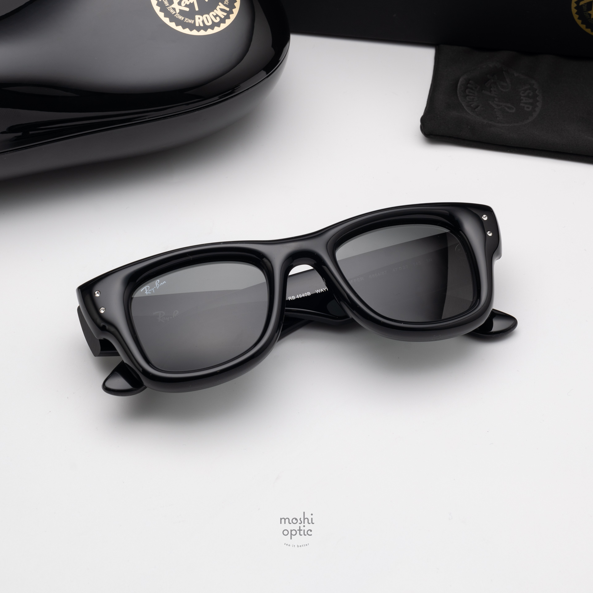 Ray Ban RB4940B Wayfarer Puffer 686487 Black & Strass
