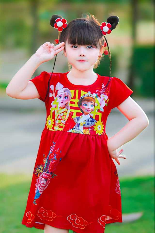 ชุดเดรสลายตรุษจีนสำหรับเด็กผู้หญิง
