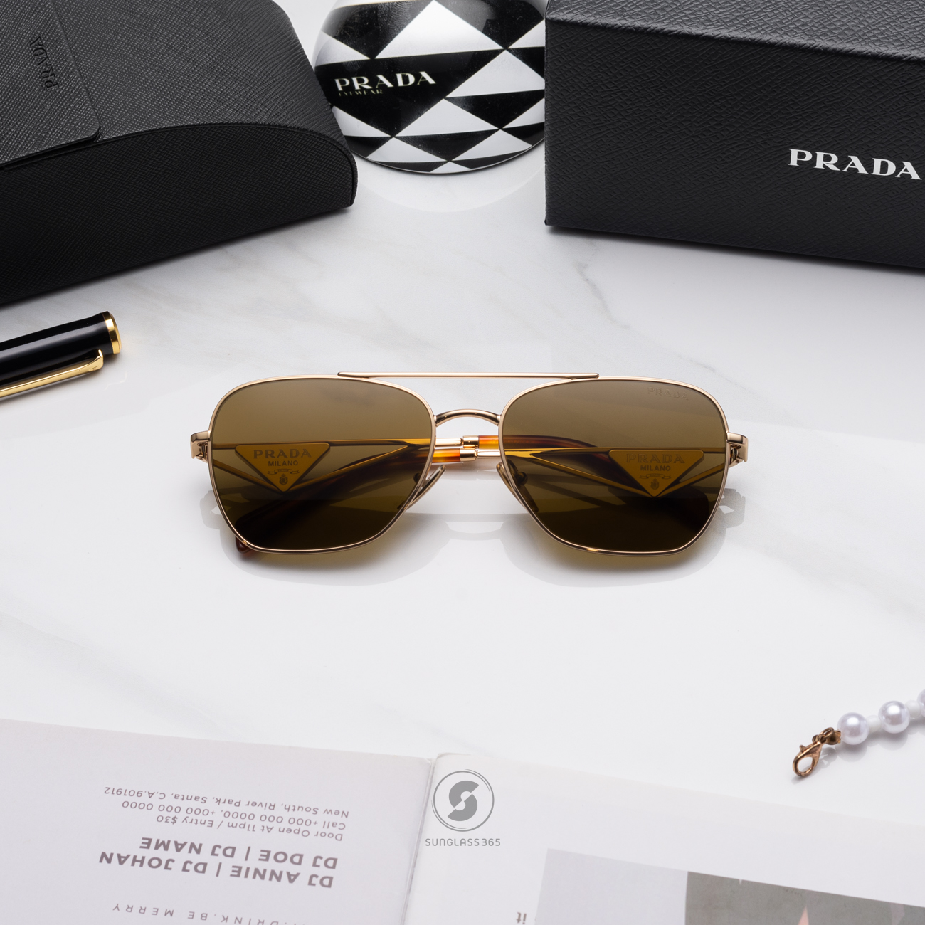 แว่นกันแดด PRADA PRA50S 5AK01T Gold