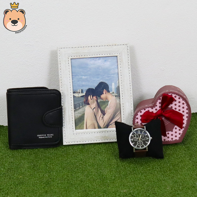 ของขวัญให้แฟนสาว ของขวัญผู้หญิง (กระเป๋าตัง+นาฬิกา+กรอบรูป) เม็ดโฟมเต็มกล่อง ของขวัญเซอร์ไพรส์ กล่องเปิดฝา