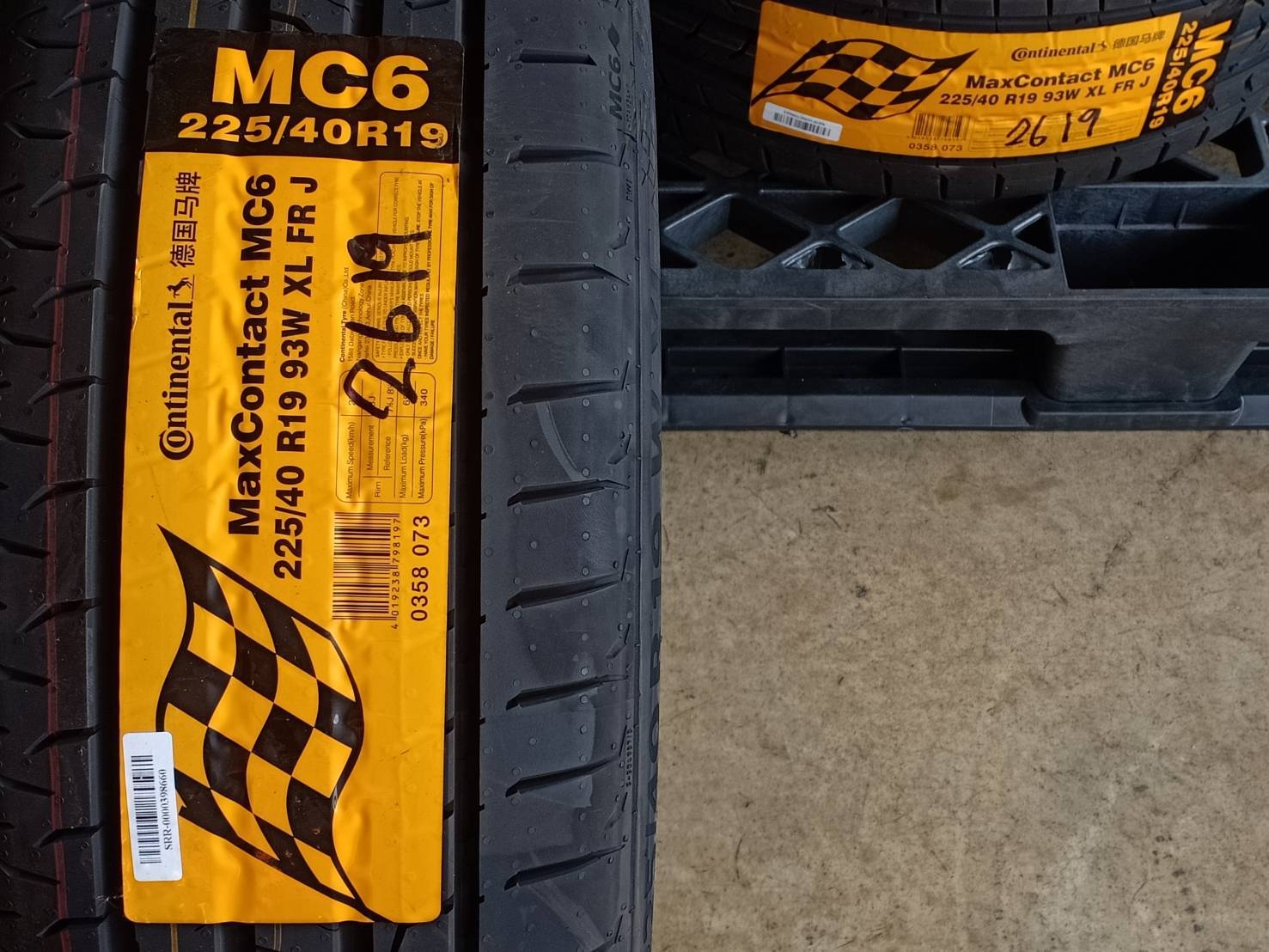 CONTINENTAL 225/40R19 CONTACT MC6 93W XL MADE IN CHINA