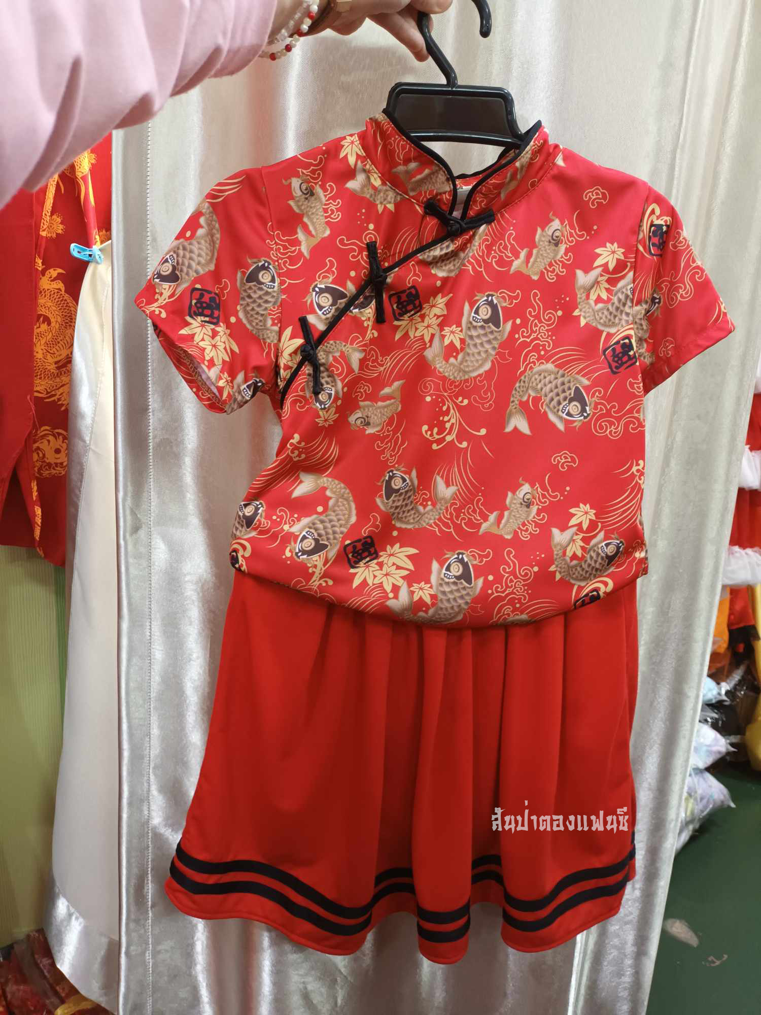 ชุดตรุษจีนเด็กผู้หญิง ชุดเซทเสื้อกระโปรง