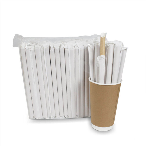 หลอดกระดาษ ชาไข่มุก สีน้ำตาลธรรมชาติ(ห่อซองกระดาษ) ขั้นต่ำ 100 ชิ้น