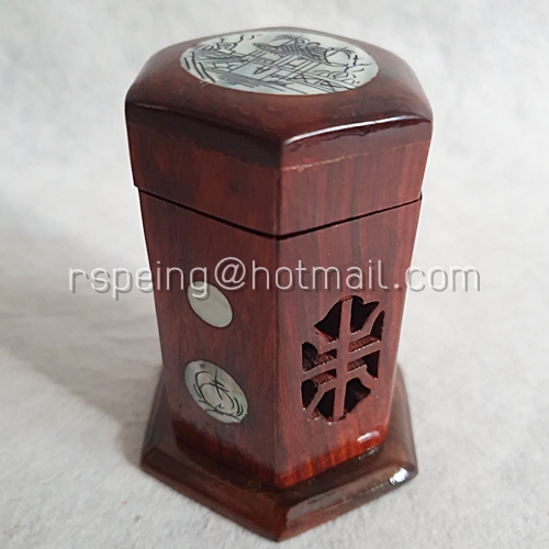 กล่องใส่ไม้จิ้มฟัน ไม้ชิงชันฝังเปลือกหอยมุก งานทำมือเวียดนาม