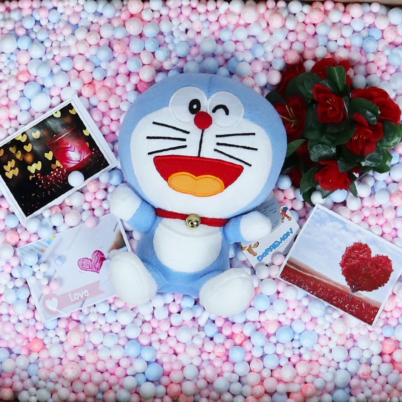 เซ็ตเซอร์ไพรส์ ตุ๊กตาโดเรม่อนยิ้ม size7 นิ้ว งานลิขสิทธิ์แท้100% (กล่องเปิดา-พร้อมห่อของขวัญ-พร้อมเม็ดโฟมคละสี)