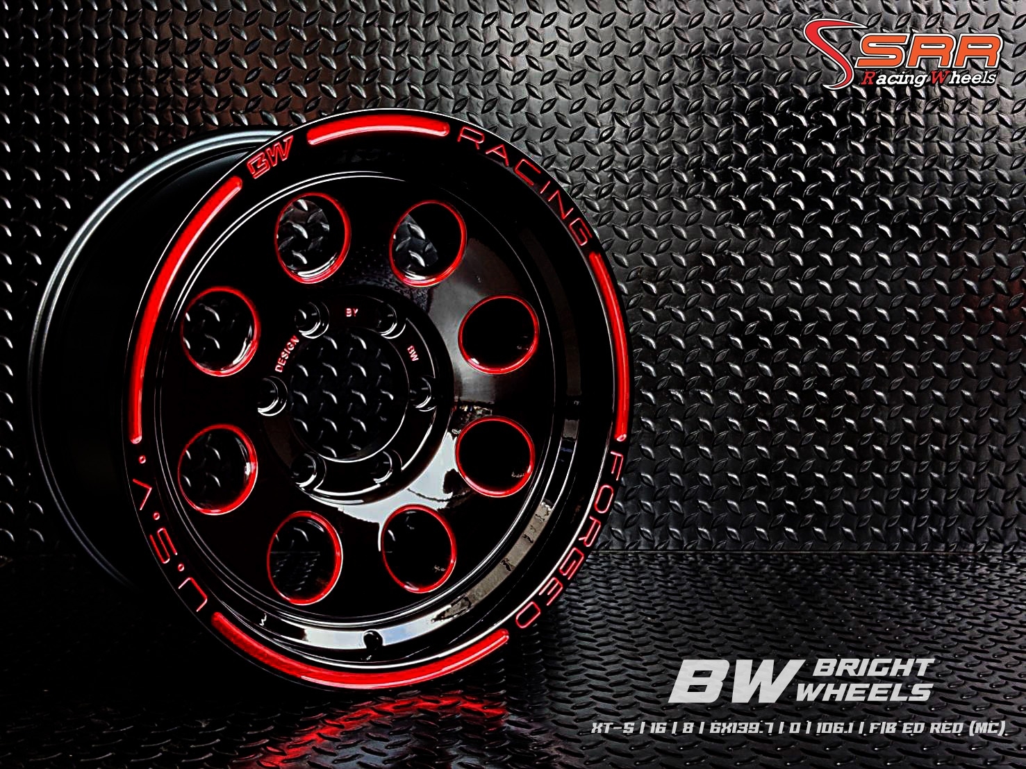 BRIGHT WHEELS : WELD2 16X8 6X139.7 ET 0 F-B ED RED (MC) สีดำหยอดแดง