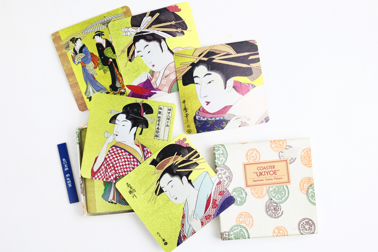 [Vintage] Coaster UKIYOE Japanese Genre Picture ชุดเซ็ตที่รองแก้วลายภาพศิลปะญี่ปุ่น