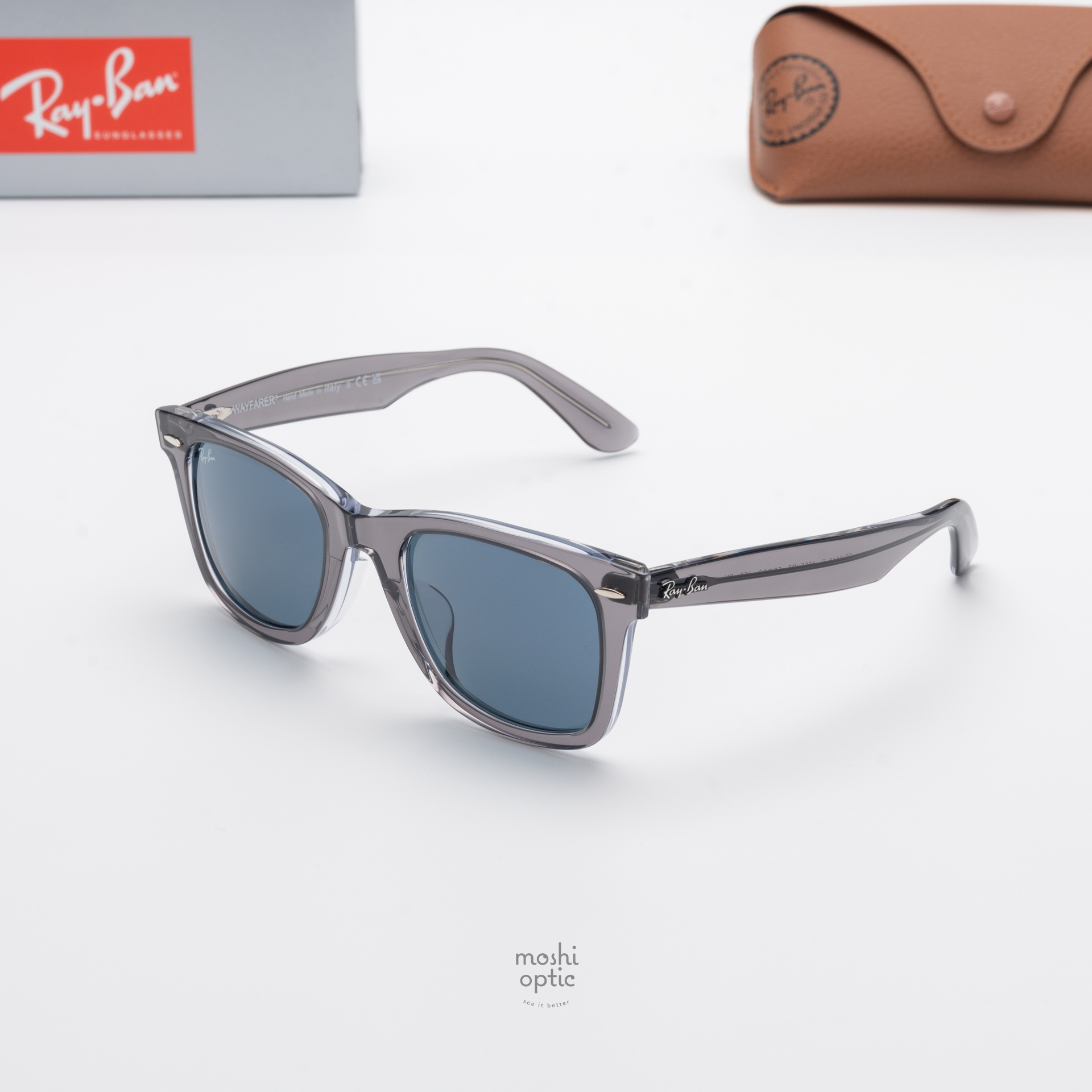 Ray-Ban RB2140F 1355R5 Wayfarer Blue Transparent Grey