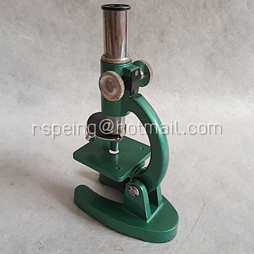 กล้องจุลทรรศน์เก่า 60X-450X BIDHAYA-BHAND พร้อมกล่องไม้ และกล่องแผ่นกระจกตัวอย่างวัตถุ (Microscope Slides)