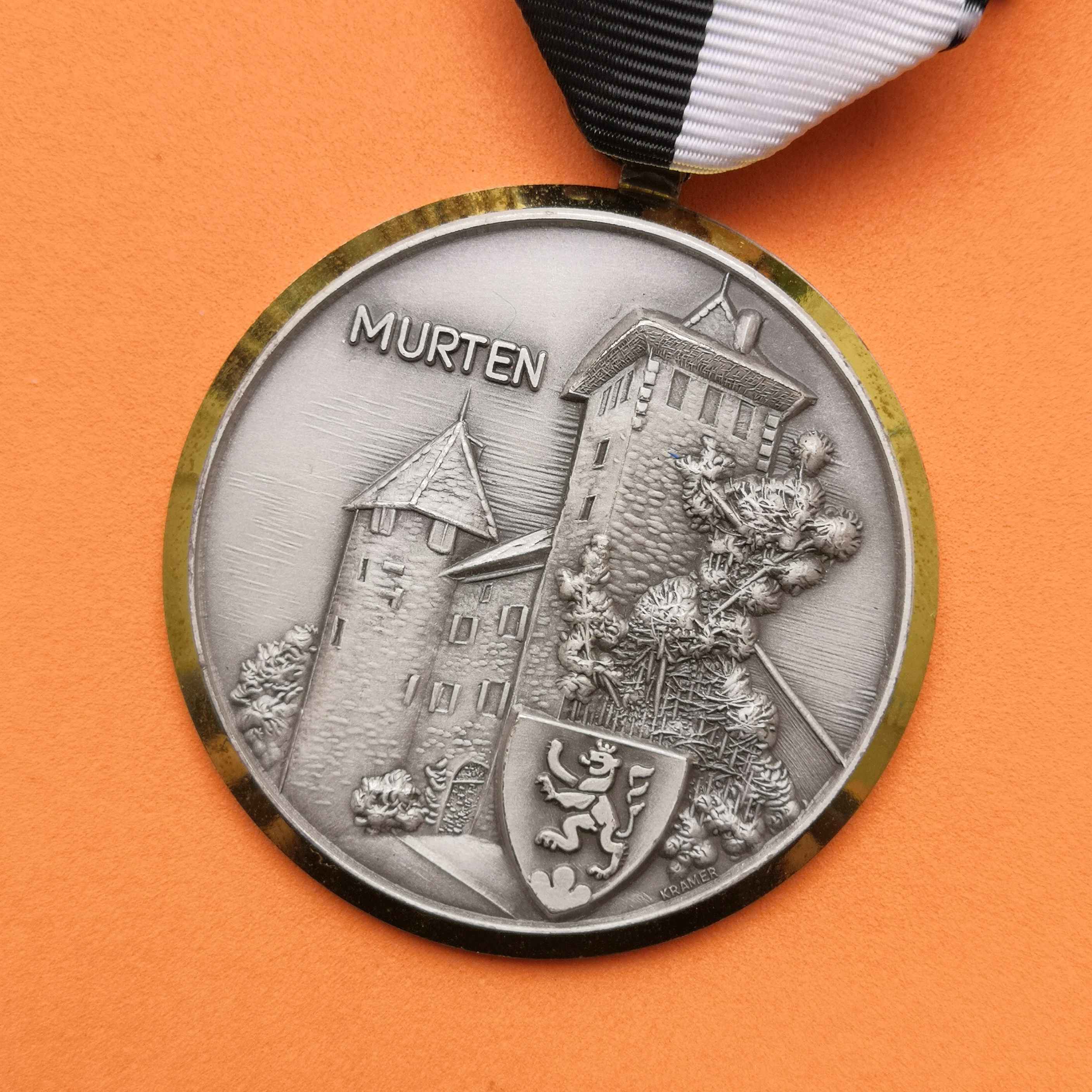 เหรียญที่ระลึกเมือง MURTEN ซูริก ประเทศสวิตเซอร์แลนด์ ผลิตโดย PAUL KRAMER NEUCHATEL เนื้อโลหะ ขนาด 4.5 เซน