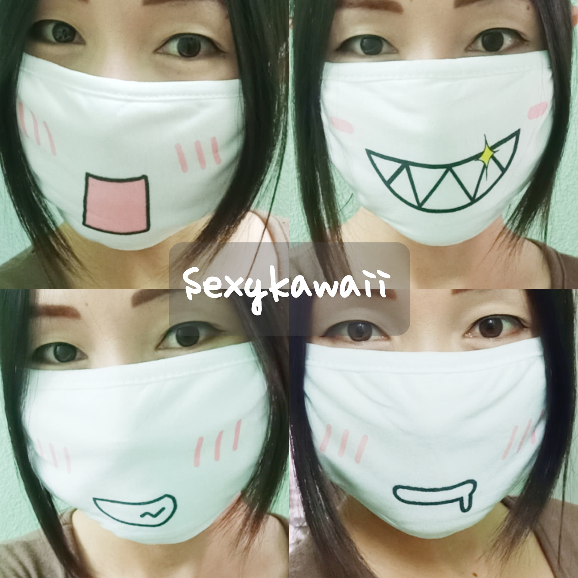 ผ้าปิดจมูกแฟชั่น ลายอีโมชั่นน่ารัก สีขาว Emotion White