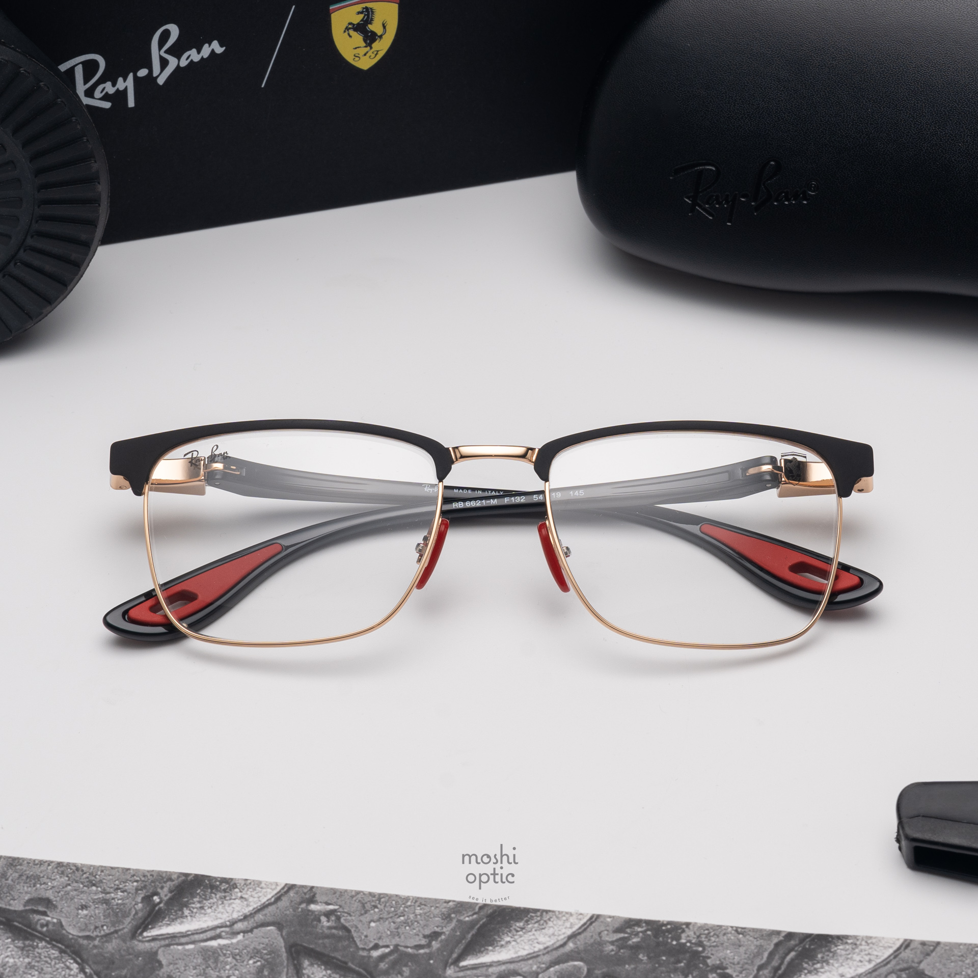 Ray-Ban Ferrari Collection RX6621M F132 Black on Rose Gold