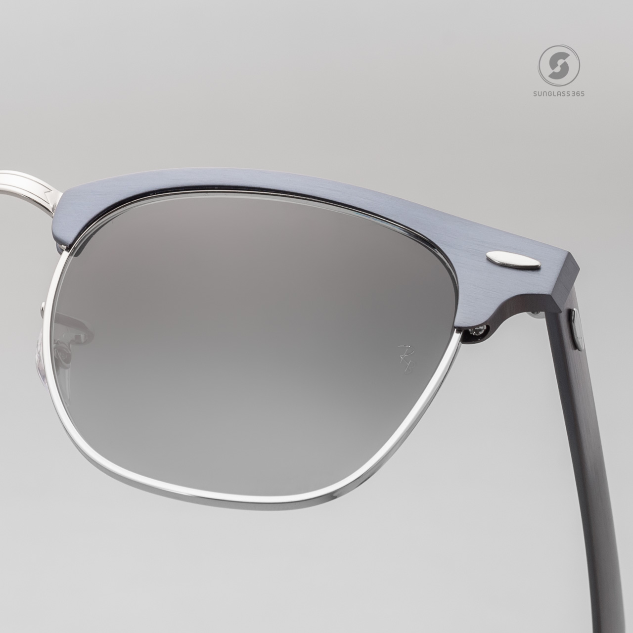 Ray-Ban RB3507 924871 Clubmaster Aluminum Blushed Blue on Silver