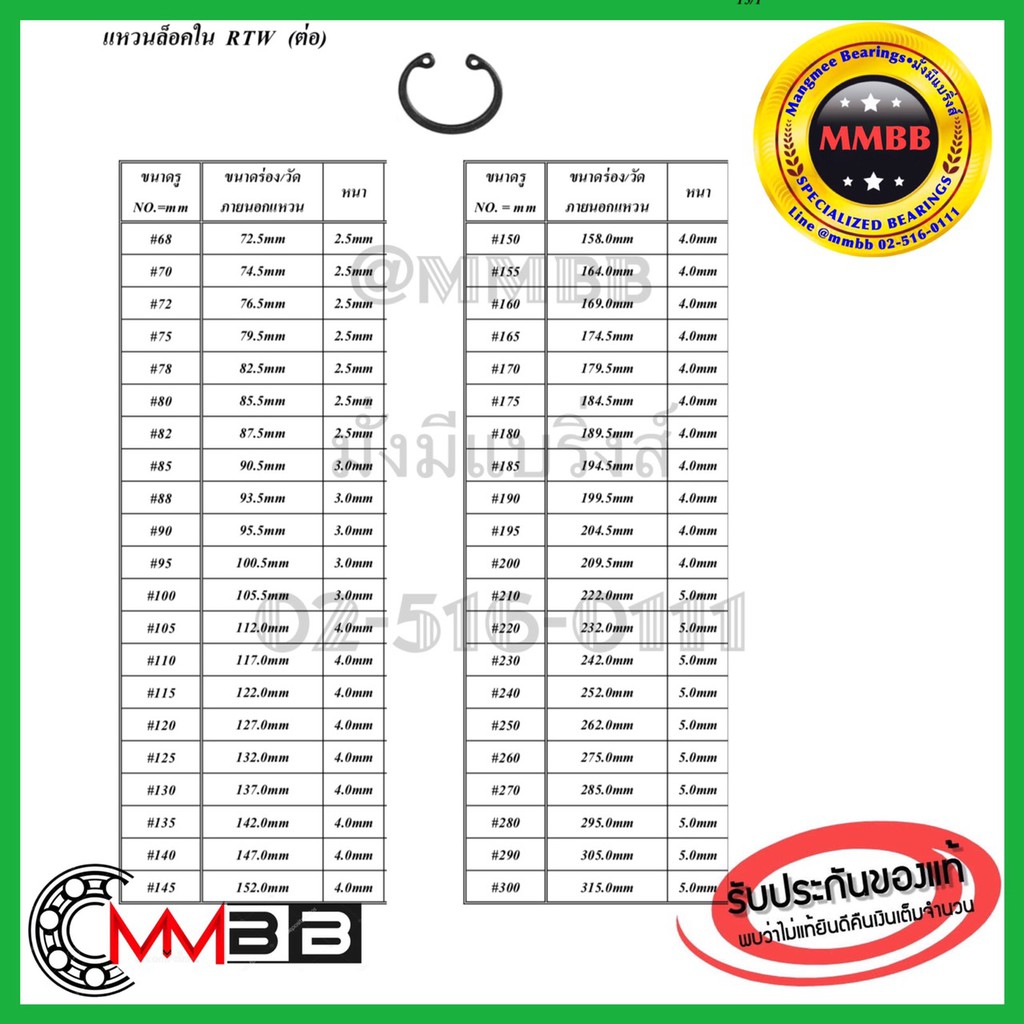 แหวนล็อคนอก เหล็กชุบดำ เบอร์ 21 22 23 24 25 26 27 28 29 30 Retaining Rings External C Type STW-21-30 (แพ็ค 20 ตัว)