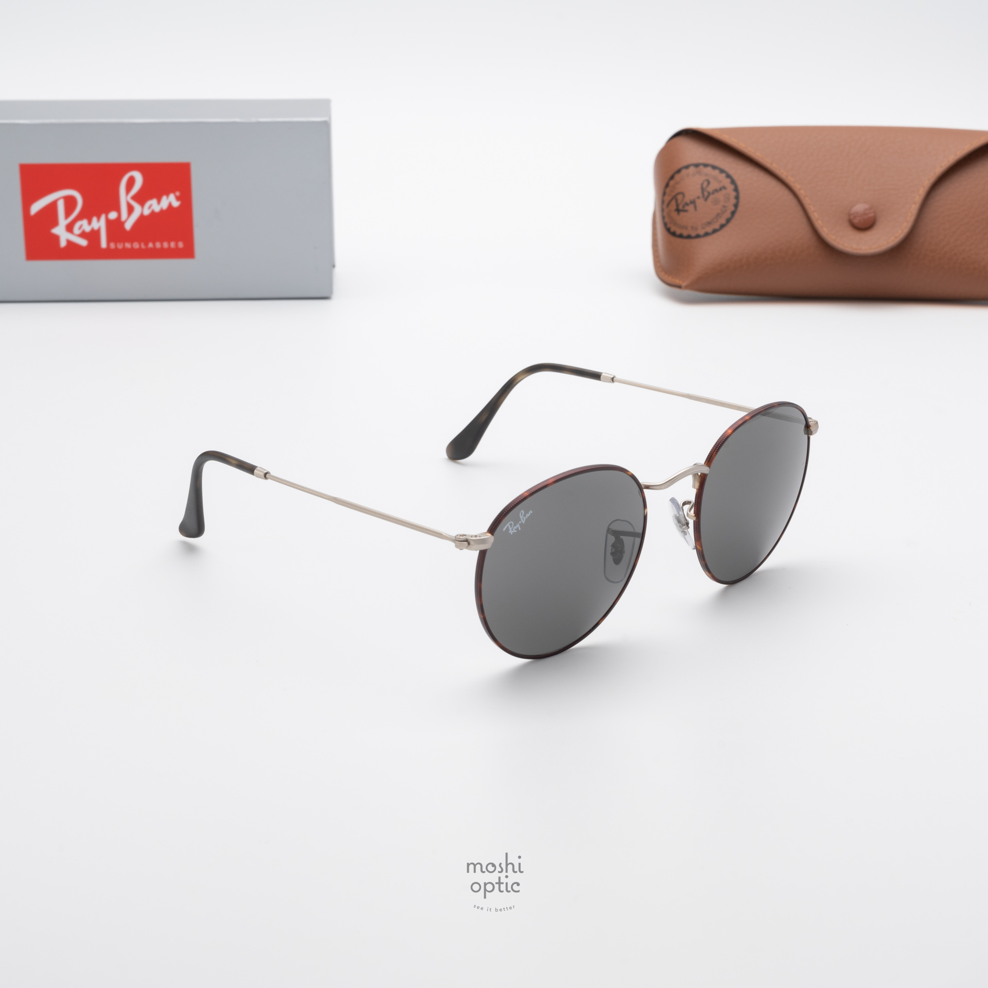 RayBan Round Metal RB3447 9277B1 Matte Havana on Matte Silver