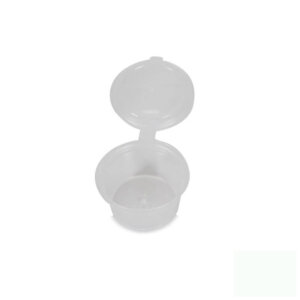 ถ้วยน้ำจิ้ม 1 ออนซ์ ฝาในตัว ขนาดฝา Ø 5.2 cm ,ก้น Ø 4 cm, สูง 2.7 cm