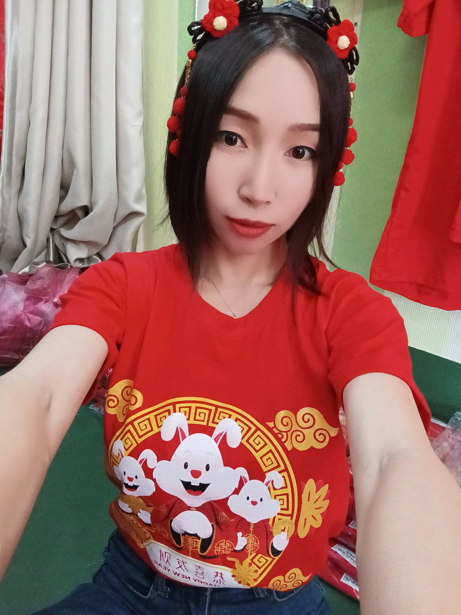 เสื้อยืดสีแดงตรุษจีน เสื้อยืดปีใหม่