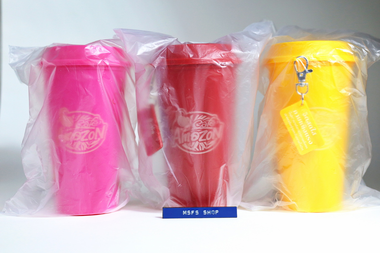 แก้วพลาสติก Reusable Cup Café Amazon ชุด 3 สี