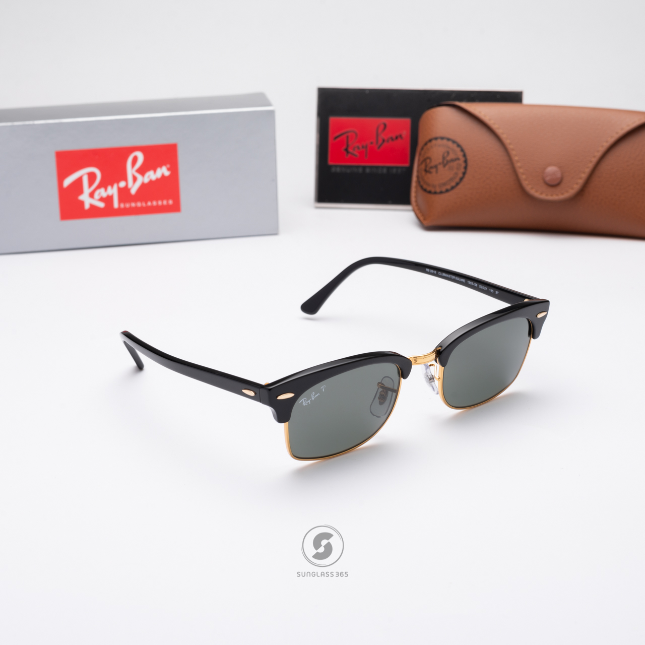 Ray Ban Clubmaster Square RB3916 1303/58 Black Polarized