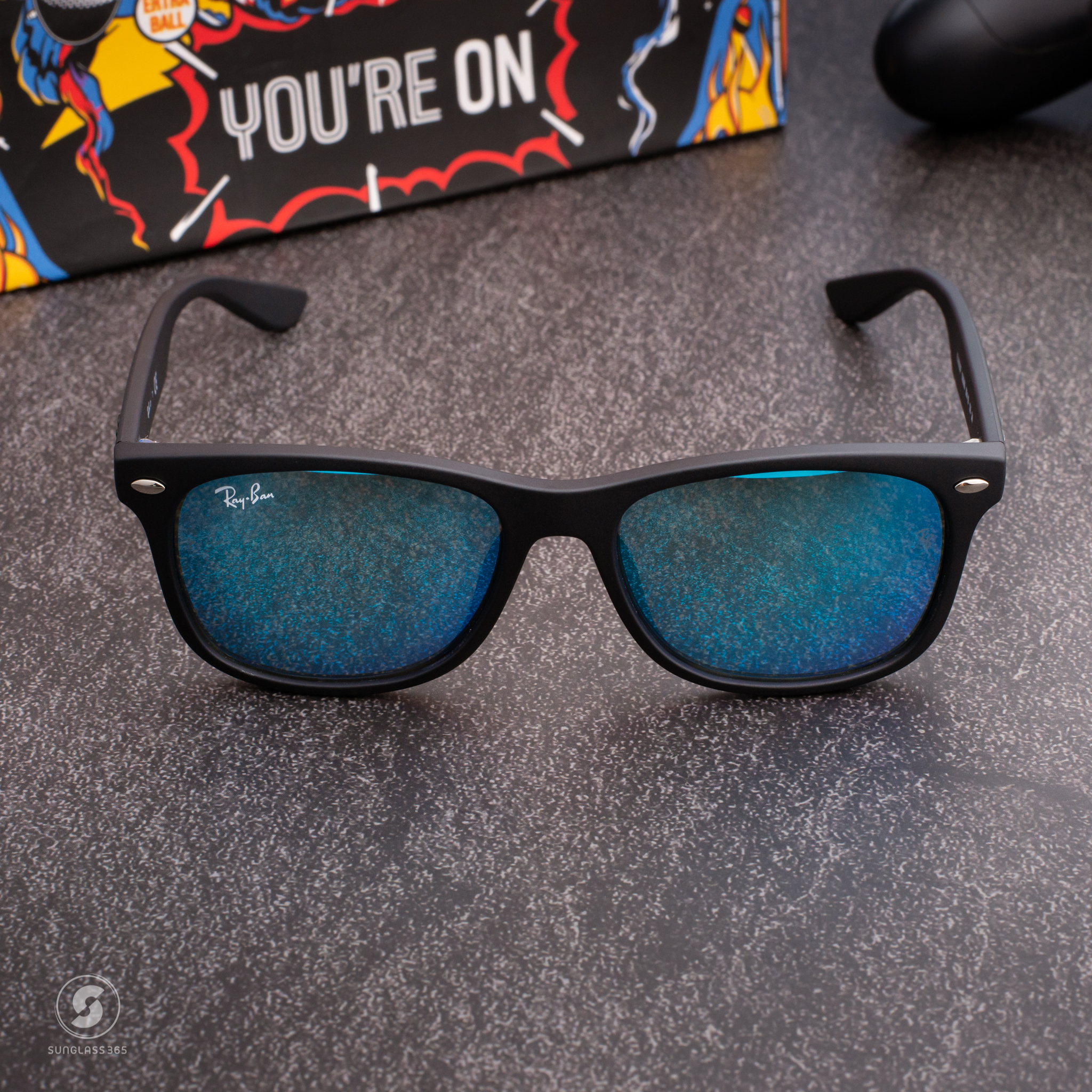 Ray Ban RJ9052SF 100S55 MATTE BLACK Blue Mirror