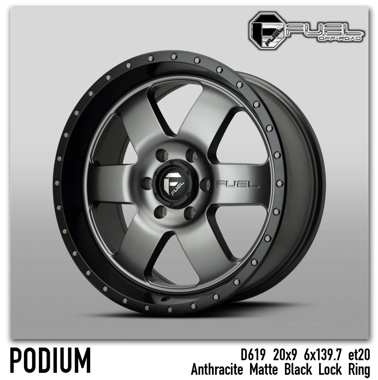 ล้อแม็ก USA. แท้ FUEL PODIUM D619 20x9.0 6x139.7 ET+20 ราคาพิเศษ