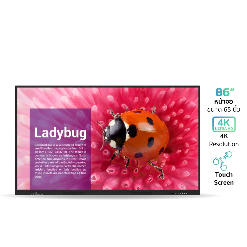 JECTOR UT8601 จออินเตอร์แอคทีฟ 4K ทัชสกรีน 86 นิ้ว ความละเอียด 3,840 x 2,160 Pixel ความคมชัด 4000:1 รองรับระบบปฏิบัติการ Android/Windows