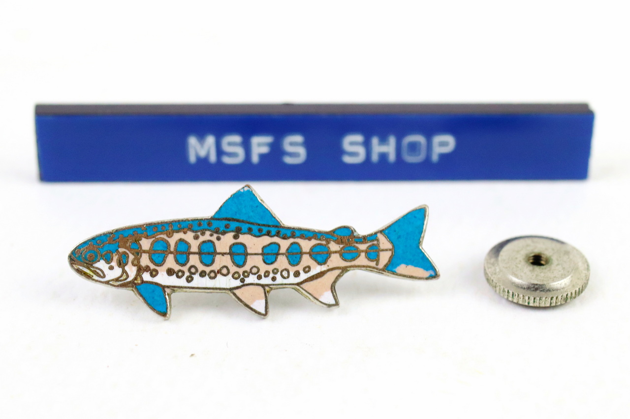 [มือสอง] เข็มกลัดโลหะ Vintage Enamel Pin ลายปลาสีฟ้า - โกดังญี่ปุ่น