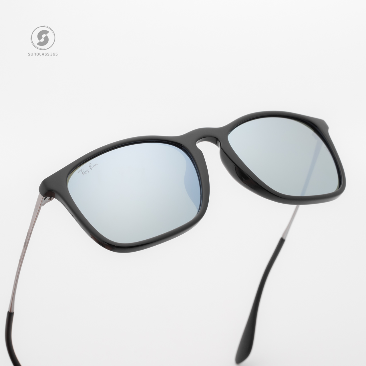 Ray Ban RB4187F 601/30 SHINY BLACK Green Mirror Silver