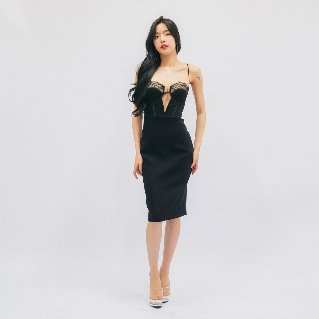 LISM D-109 Midnight Corset Dress ชุดเดรสสายเดี่ยว