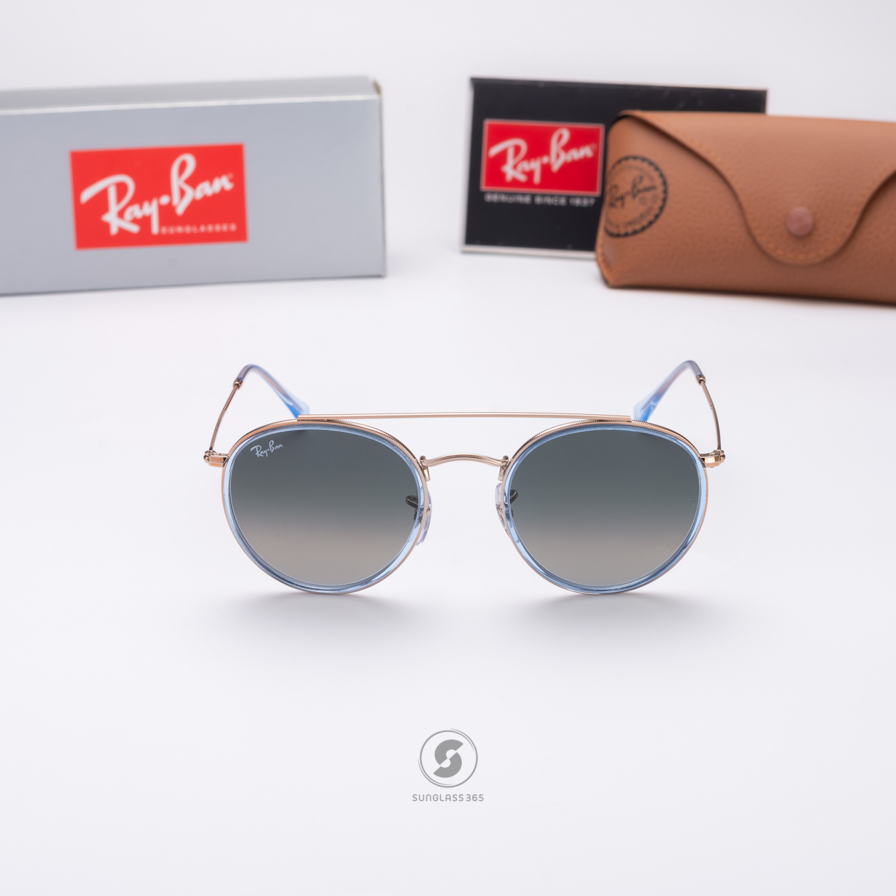 Ray-Ban RB3647N 906771 Round Double Bridge Blue Copper