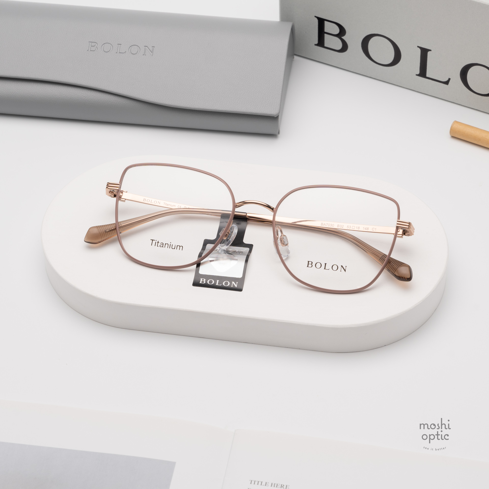 แว่นสายตา BOLON รุ่น Riga BA7030 B32 Rose Gold|Khaki Brown Front Rim