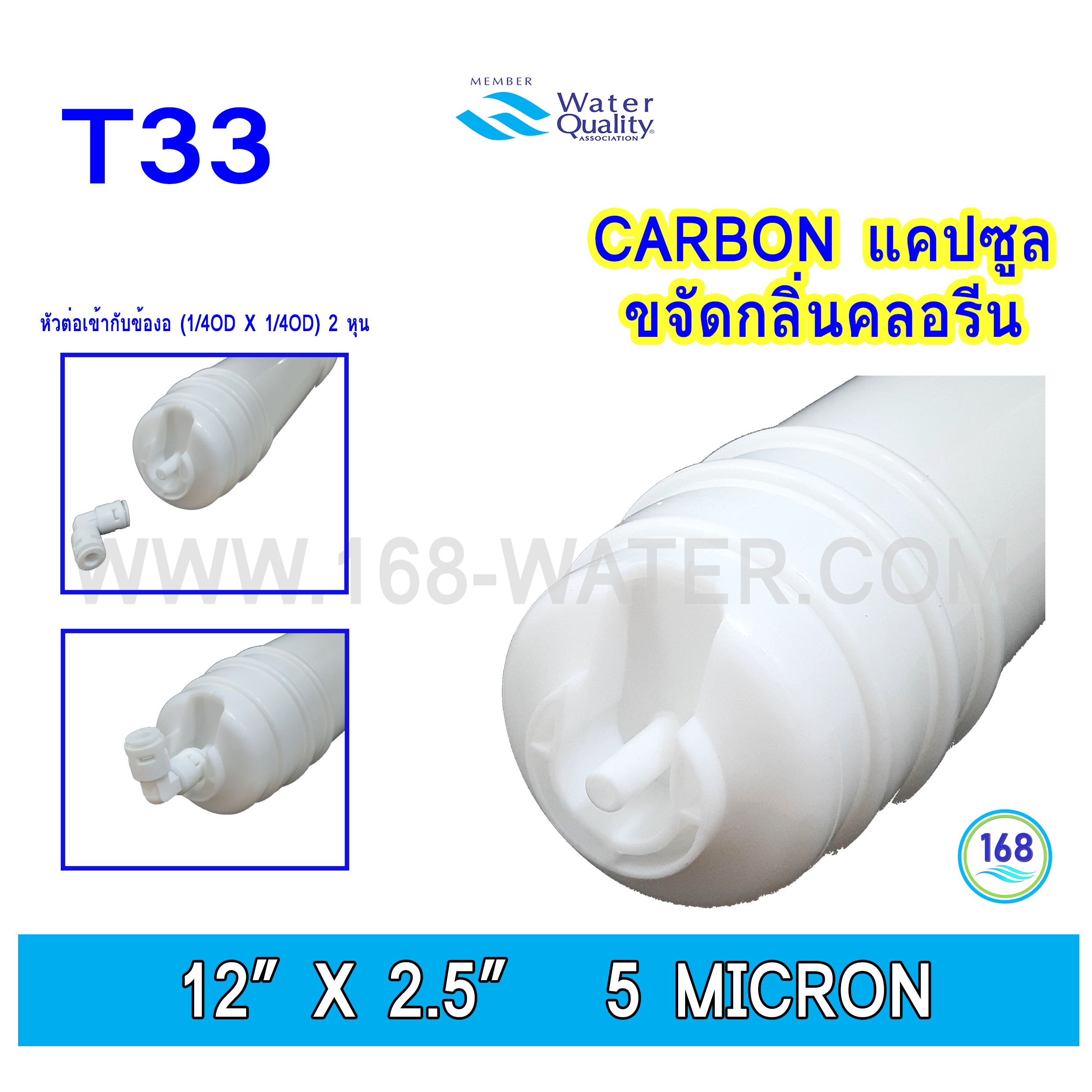 ไส้กรองน้ำ Carbon แคปซูล 12 นิ้ว x 2.5 นิ้ว(T33)