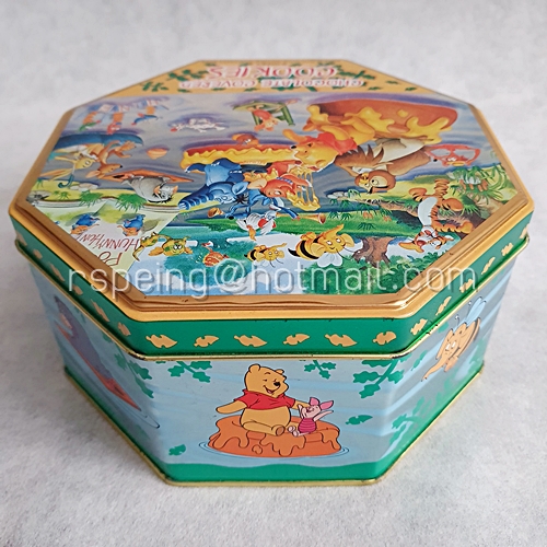 กล่องขนมคุ้กกี้แปดเหลี่ยม Disney Winnie The Pooh