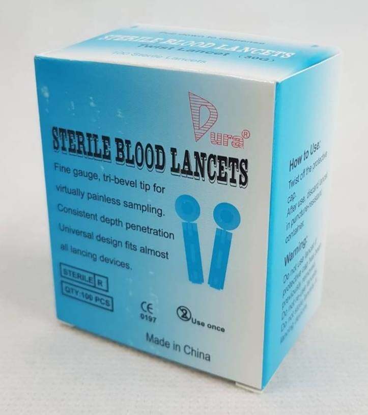 เข็มเจาะเลือด(100ชิ้น) Dura Twist Lancet (30G)