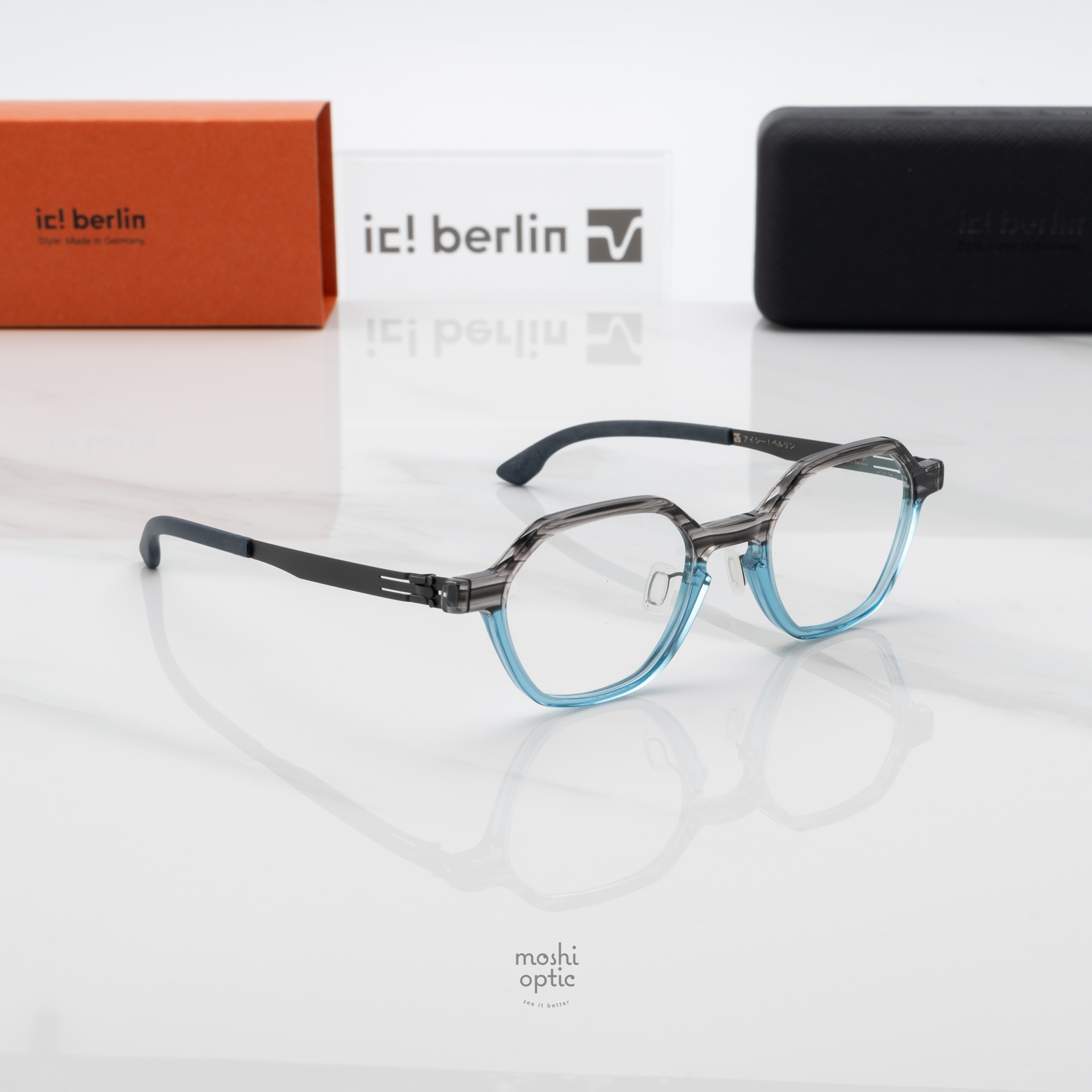 กรอบแว่น IC BERLIN Shirakawa-Go Stripe G. Grey Aqua