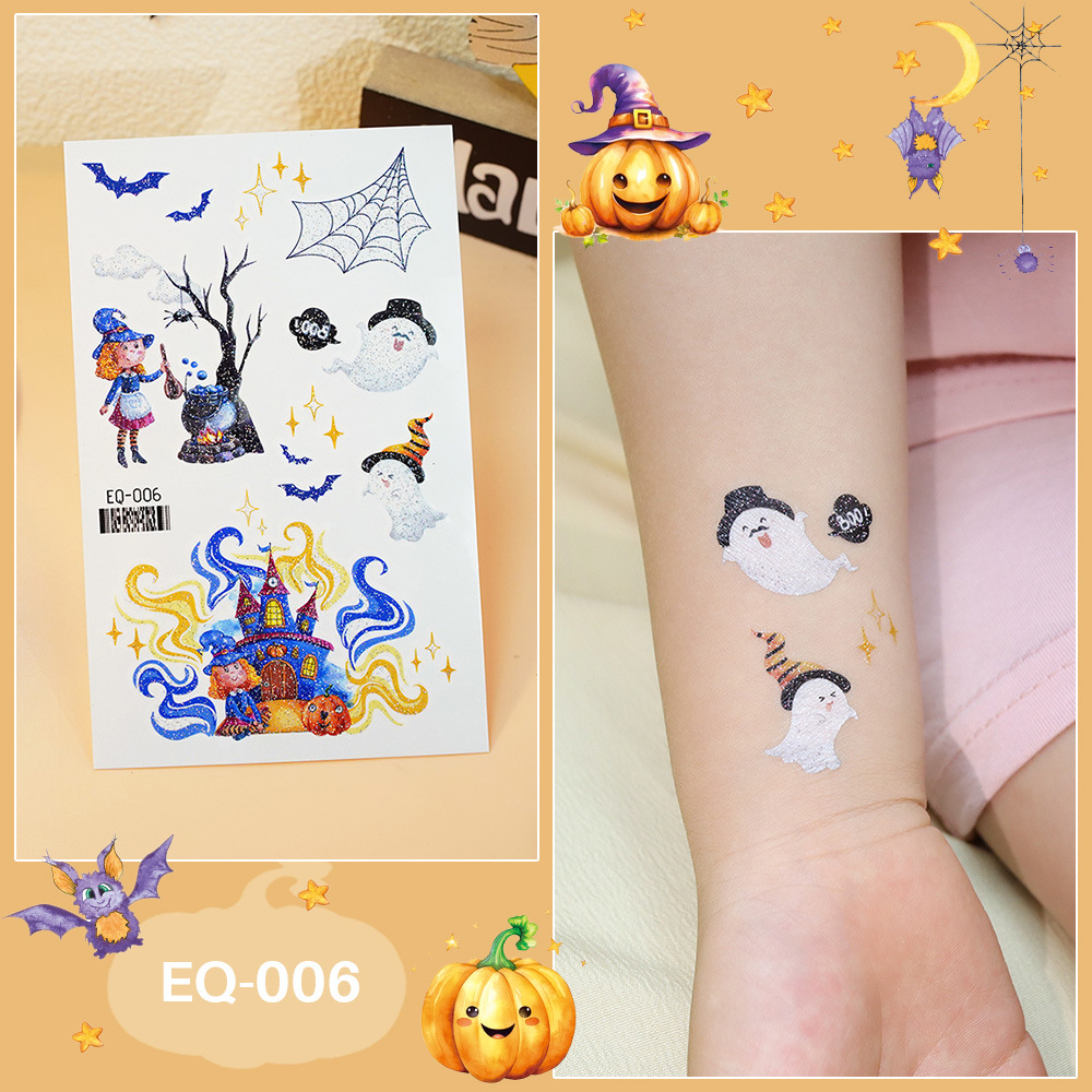 Tattoo Halloween แทททูกลิตเตอร์ลายฮาโลวีน สติ๊กทูลายแม่มด ผีน้อย ฟักทองฮาโลวีน